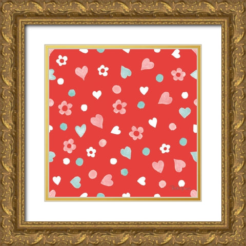Paws of Love Pattern IIC Gold Ornate Wood Framed Art Print with Double Matting by Grove, Beth