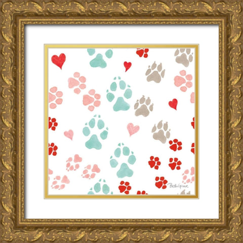 Paws of Love Pattern IIIA Gold Ornate Wood Framed Art Print with Double Matting by Grove, Beth
