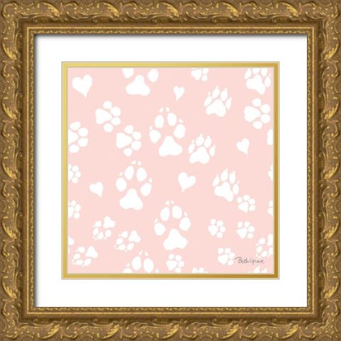 Paws of Love Pattern IIIB Gold Ornate Wood Framed Art Print with Double Matting by Grove, Beth