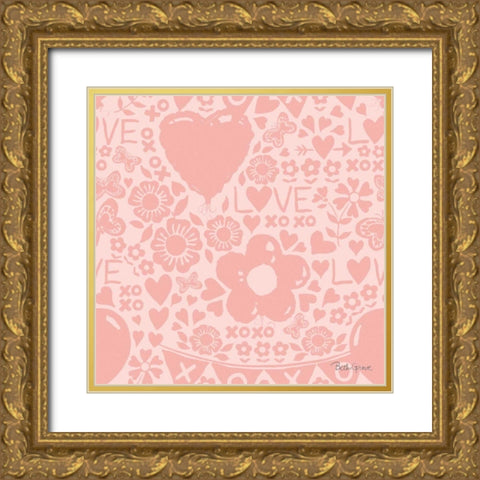 Paws of Love Pattern IVB Gold Ornate Wood Framed Art Print with Double Matting by Grove, Beth