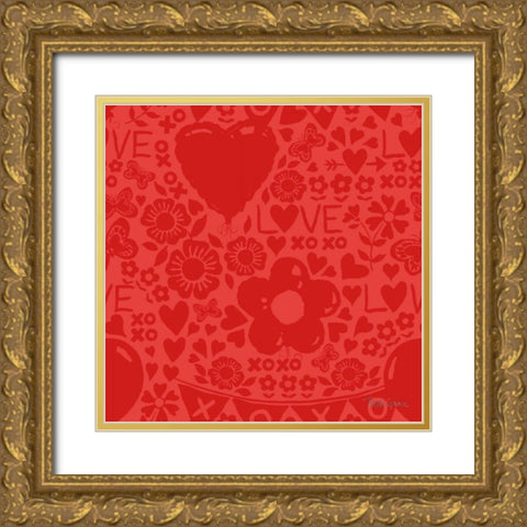 Paws of Love Pattern IVC Gold Ornate Wood Framed Art Print with Double Matting by Grove, Beth