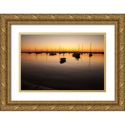 Marthas Vineyard Sunset II Gold Ornate Wood Framed Art Print with Double Matting by Aledanda