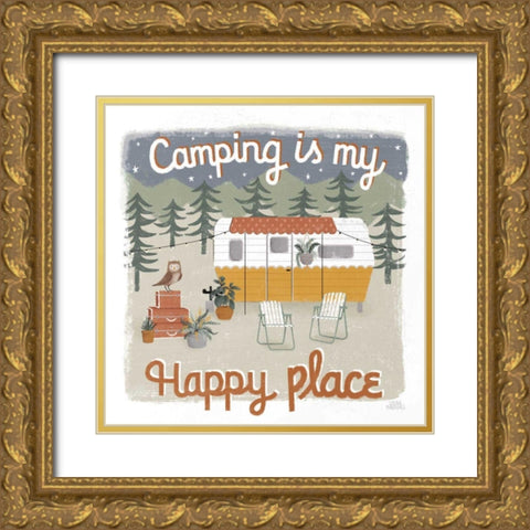 Gone Glamping V Gold Ornate Wood Framed Art Print with Double Matting by Marshall, Laura