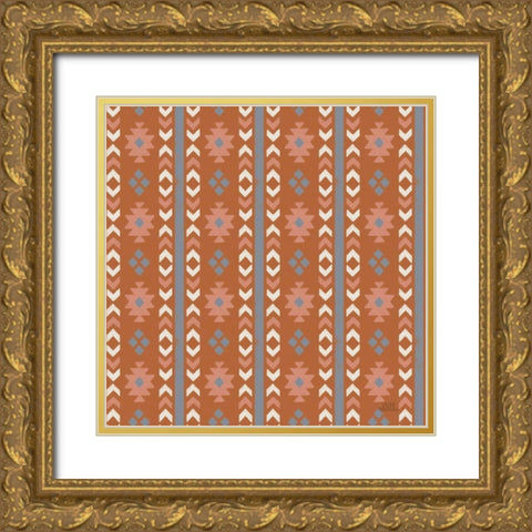Gone Glamping Pattern VB Gold Ornate Wood Framed Art Print with Double Matting by Marshall, Laura