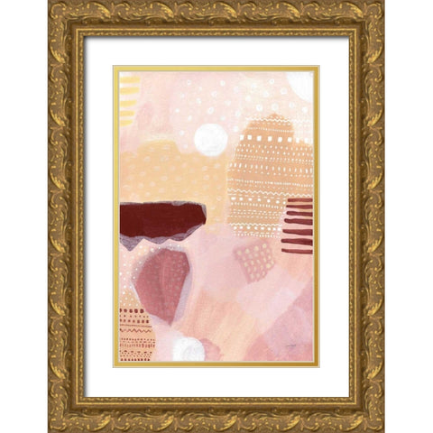 Terracotta Tribal Gold Ornate Wood Framed Art Print with Double Matting by Mack, Lynn