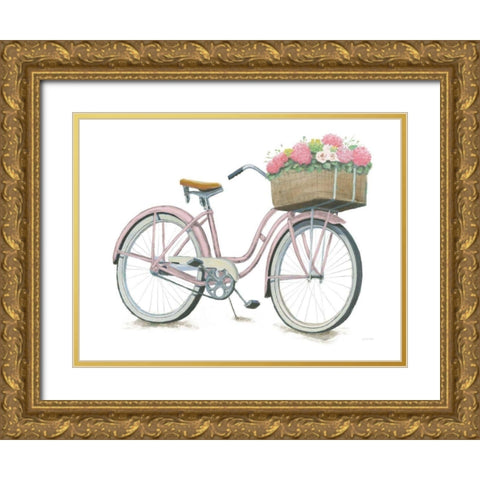 Beach Time II Pink Gold Ornate Wood Framed Art Print with Double Matting by Wiens, James