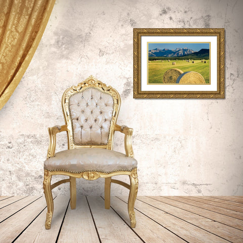 Waterton Hay Bales Gold Ornate Wood Framed Art Print with Double Matting by Majchrowicz, Alan