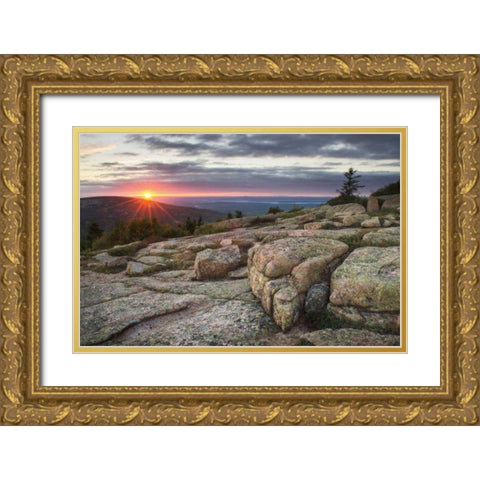 Acadia National Park Sunset Gold Ornate Wood Framed Art Print with Double Matting by Majchrowicz, Alan