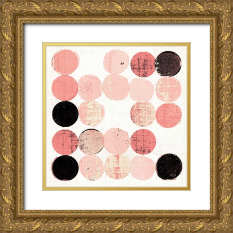Dots II Square I Pink Black Gold Ornate Wood Framed Art Print with Double Matting by Mullan, Michael