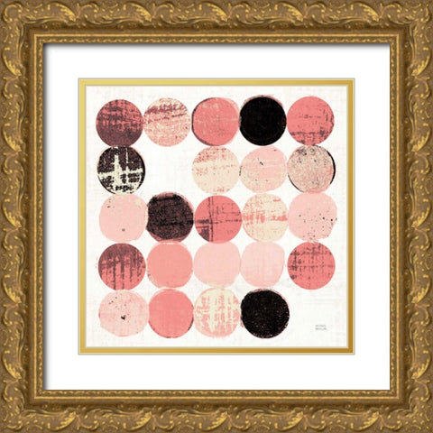 Dots II Square II Pink Black Gold Ornate Wood Framed Art Print with Double Matting by Mullan, Michael