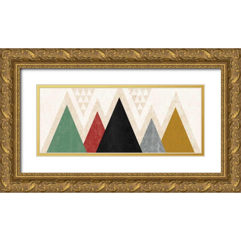 Mod Triangles Panel I Gold Ornate Wood Framed Art Print with Double Matting by Mullan, Michael