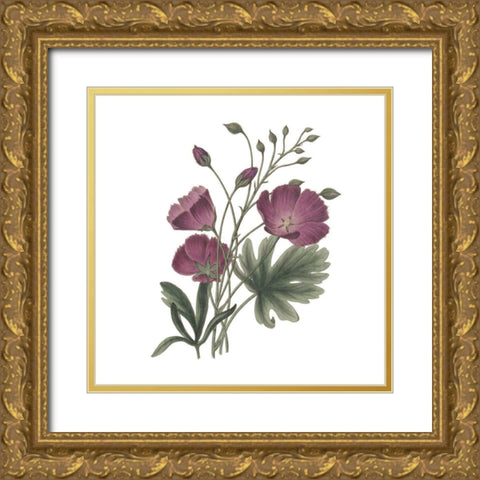 Monument Etching Tile Flowers III Gold Ornate Wood Framed Art Print with Double Matting by Wild Apple Portfolio