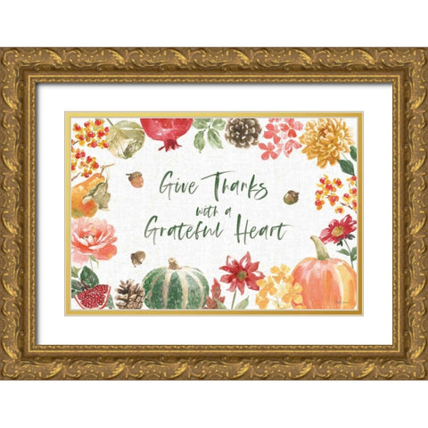 Harvest Bouquet I Gold Ornate Wood Framed Art Print with Double Matting by Grove, Beth