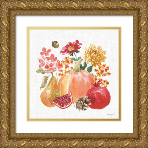 Harvest Bouquet VI Gold Ornate Wood Framed Art Print with Double Matting by Grove, Beth