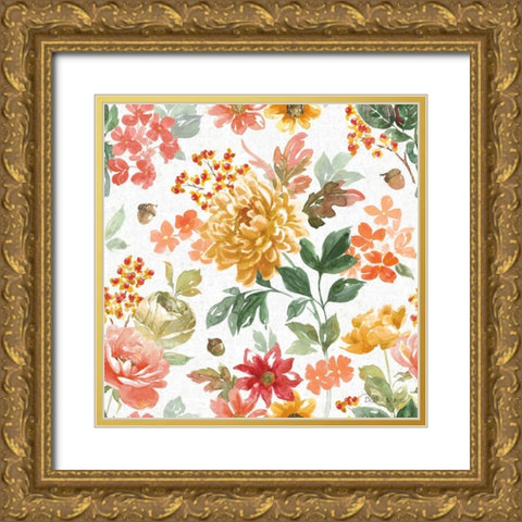 Harvest Bouquet Pattern I Gold Ornate Wood Framed Art Print with Double Matting by Grove, Beth