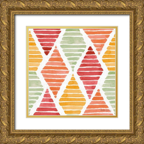 Harvest Bouquet Pattern IIA Gold Ornate Wood Framed Art Print with Double Matting by Grove, Beth