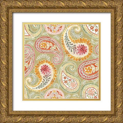 Harvest Bouquet Pattern IIIB Gold Ornate Wood Framed Art Print with Double Matting by Grove, Beth