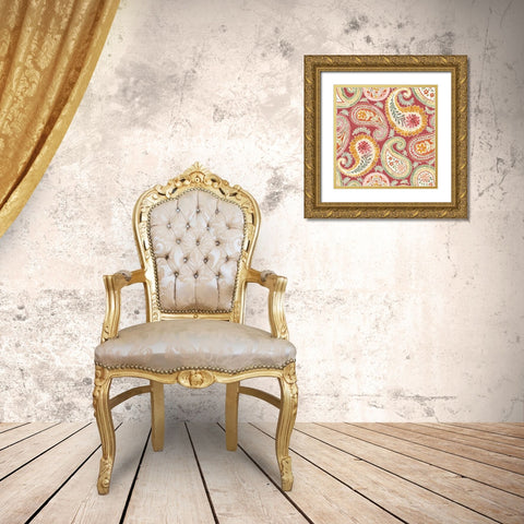 Harvest Bouquet Pattern IIID Gold Ornate Wood Framed Art Print with Double Matting by Grove, Beth