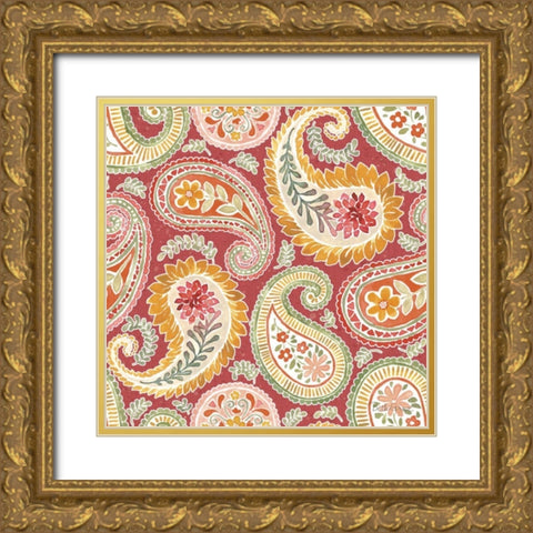 Harvest Bouquet Pattern IIID Gold Ornate Wood Framed Art Print with Double Matting by Grove, Beth