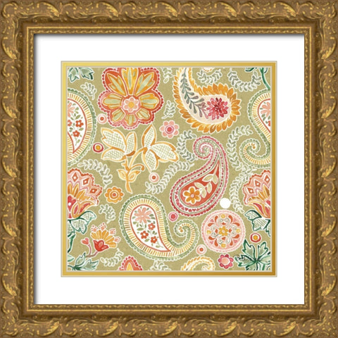 Harvest Bouquet Pattern VIIB Gold Ornate Wood Framed Art Print with Double Matting by Grove, Beth