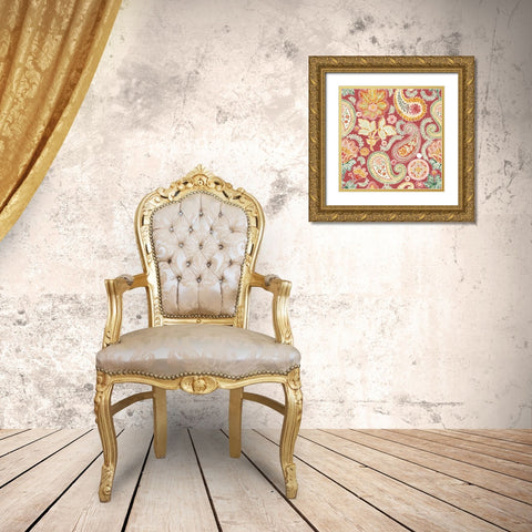 Harvest Bouquet Pattern VIID Gold Ornate Wood Framed Art Print with Double Matting by Grove, Beth