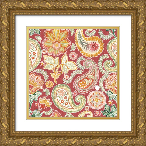 Harvest Bouquet Pattern VIID Gold Ornate Wood Framed Art Print with Double Matting by Grove, Beth
