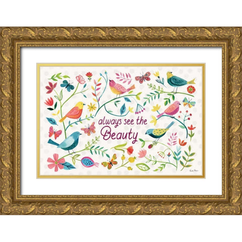 Budding Beauty I Gold Ornate Wood Framed Art Print with Double Matting by Zaman, Farida