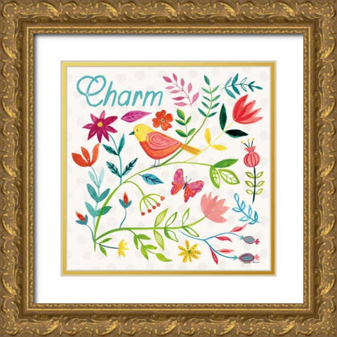 Budding Beauty V Gold Ornate Wood Framed Art Print with Double Matting by Zaman, Farida