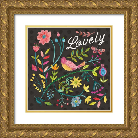 Budding Beauty II Dark Gold Ornate Wood Framed Art Print with Double Matting by Zaman, Farida