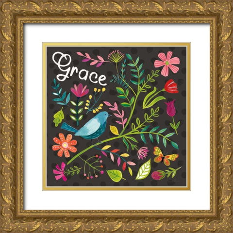 Budding Beauty IV Dark Gold Ornate Wood Framed Art Print with Double Matting by Zaman, Farida