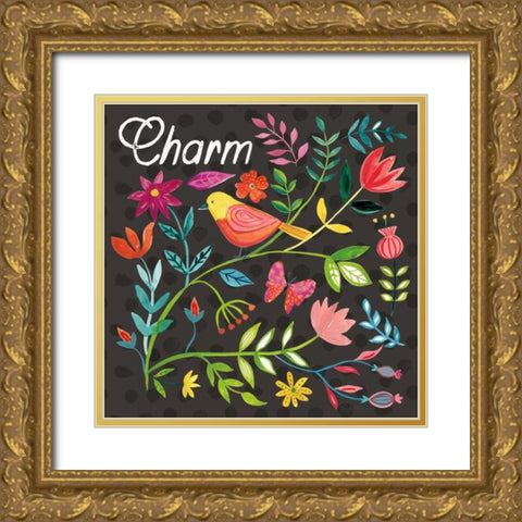 Budding Beauty V Dark Gold Ornate Wood Framed Art Print with Double Matting by Zaman, Farida