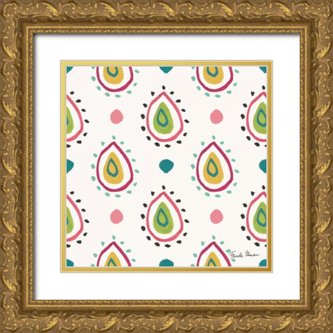 Budding Beauty Pattern IIIA Gold Ornate Wood Framed Art Print with Double Matting by Zaman, Farida