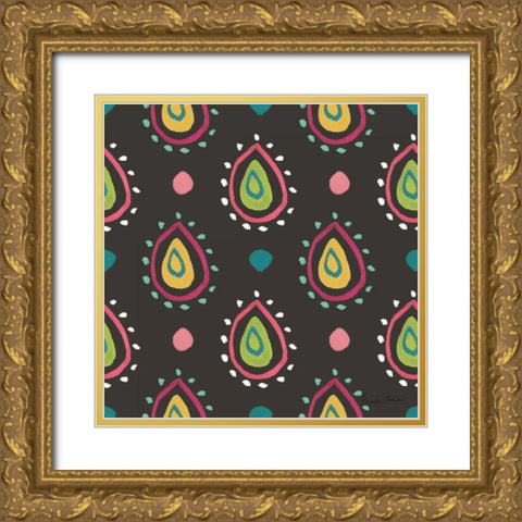 Budding Beauty Pattern IIIB Gold Ornate Wood Framed Art Print with Double Matting by Zaman, Farida