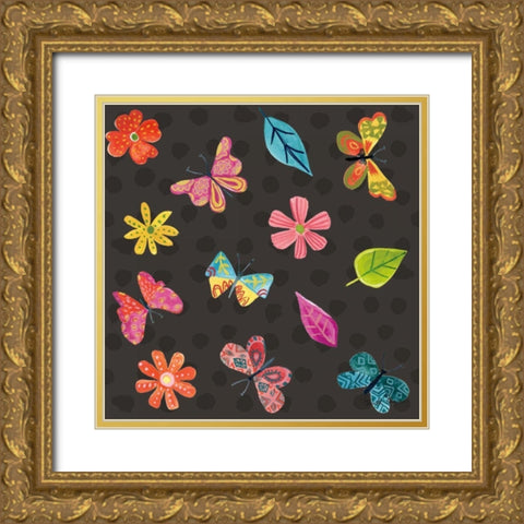 Budding Beauty Pattern IVB Gold Ornate Wood Framed Art Print with Double Matting by Zaman, Farida
