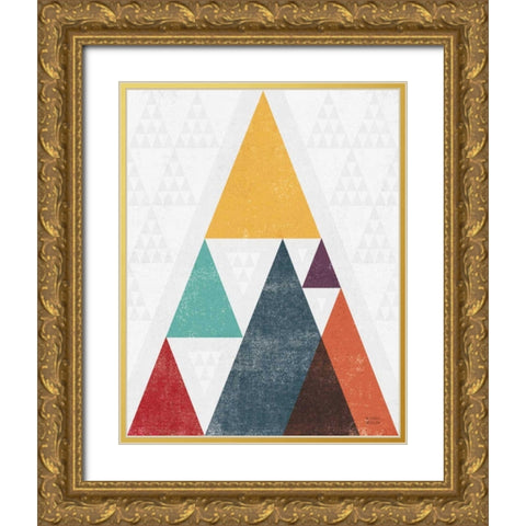 Mod Triangle III v2 Retro I Gold Ornate Wood Framed Art Print with Double Matting by Mullan, Michael