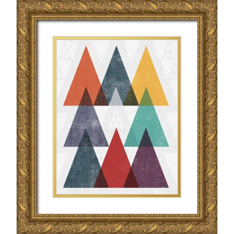 Mod Triangle III v2 Retro II Gold Ornate Wood Framed Art Print with Double Matting by Mullan, Michael