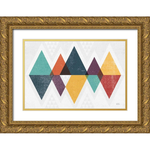 Mod Triangles II Retro Gold Ornate Wood Framed Art Print with Double Matting by Mullan, Michael