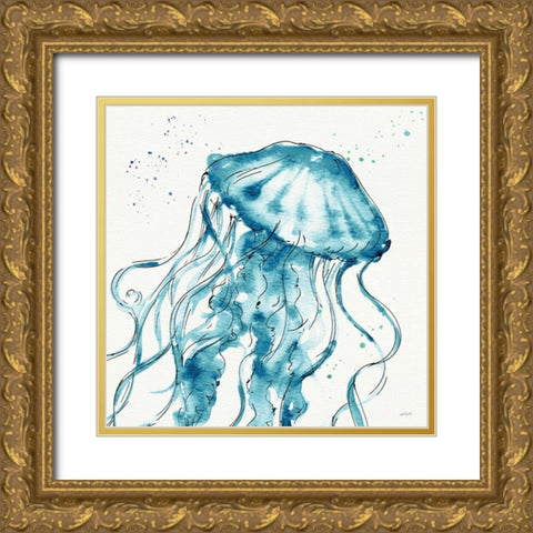Deep Sea X Teal Gold Ornate Wood Framed Art Print with Double Matting by Tavoletti, Anne