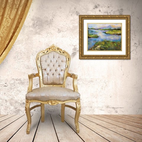 Connecticut Marsh Gold Ornate Wood Framed Art Print with Double Matting by Vertentes, Jeanette