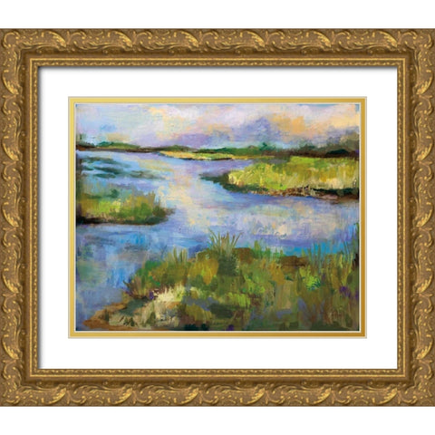 Connecticut Marsh Gold Ornate Wood Framed Art Print with Double Matting by Vertentes, Jeanette