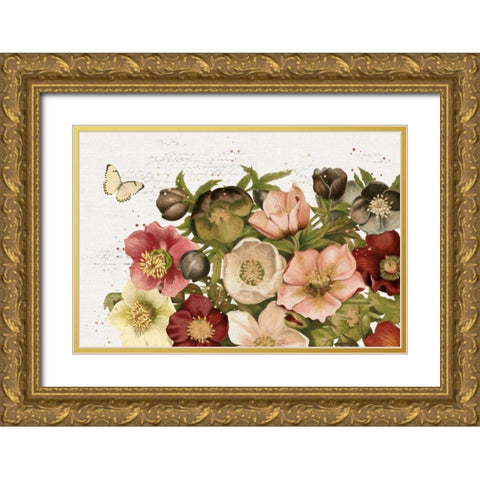 Vintage Petals I Gold Ornate Wood Framed Art Print with Double Matting by Pertiet, Katie