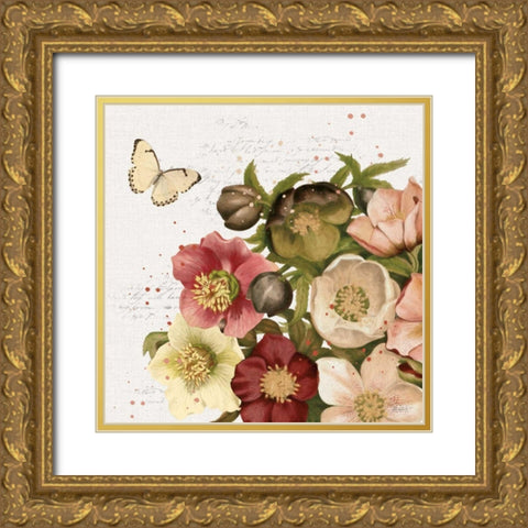 Vintage Petals II Gold Ornate Wood Framed Art Print with Double Matting by Pertiet, Katie