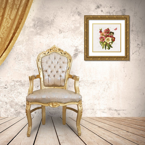 Vintage Petals V Gold Ornate Wood Framed Art Print with Double Matting by Pertiet, Katie