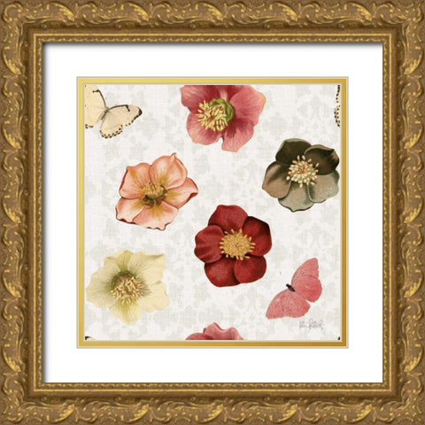Vintage Petals Pattern II Gold Ornate Wood Framed Art Print with Double Matting by Pertiet, Katie