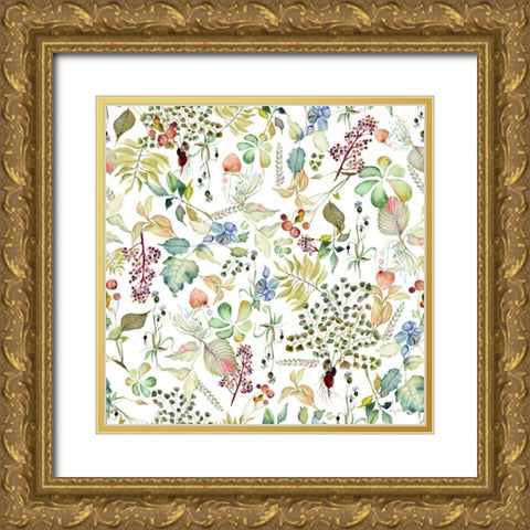 Botticelli Plants I Gold Ornate Wood Framed Art Print with Double Matting by Rice, Kristy