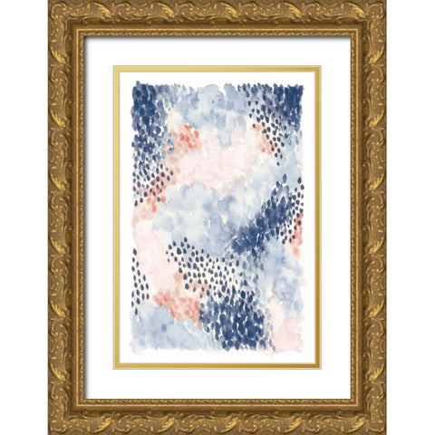 Spring Blooms I Blue Gold Ornate Wood Framed Art Print with Double Matting by Marshall, Laura