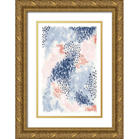 Spring Blooms II Blue Gold Ornate Wood Framed Art Print with Double Matting by Marshall, Laura