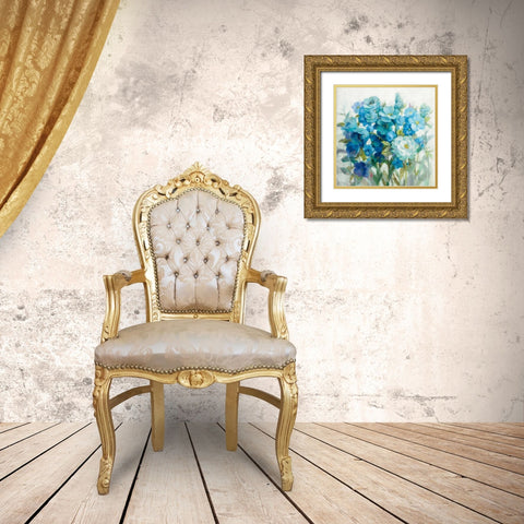 Summer Blues Gold Ornate Wood Framed Art Print with Double Matting by Nai, Danhui