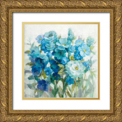 Summer Blues Gold Ornate Wood Framed Art Print with Double Matting by Nai, Danhui