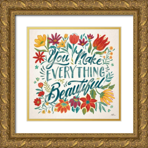 Happy Thoughts V Gold Ornate Wood Framed Art Print with Double Matting by Penner, Janelle